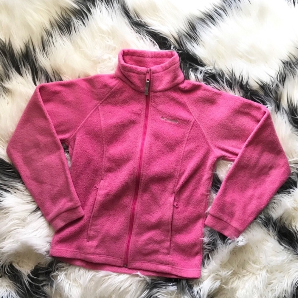 Columbia Girl’s Pink Fleece Zip-Up Sweater sz 14